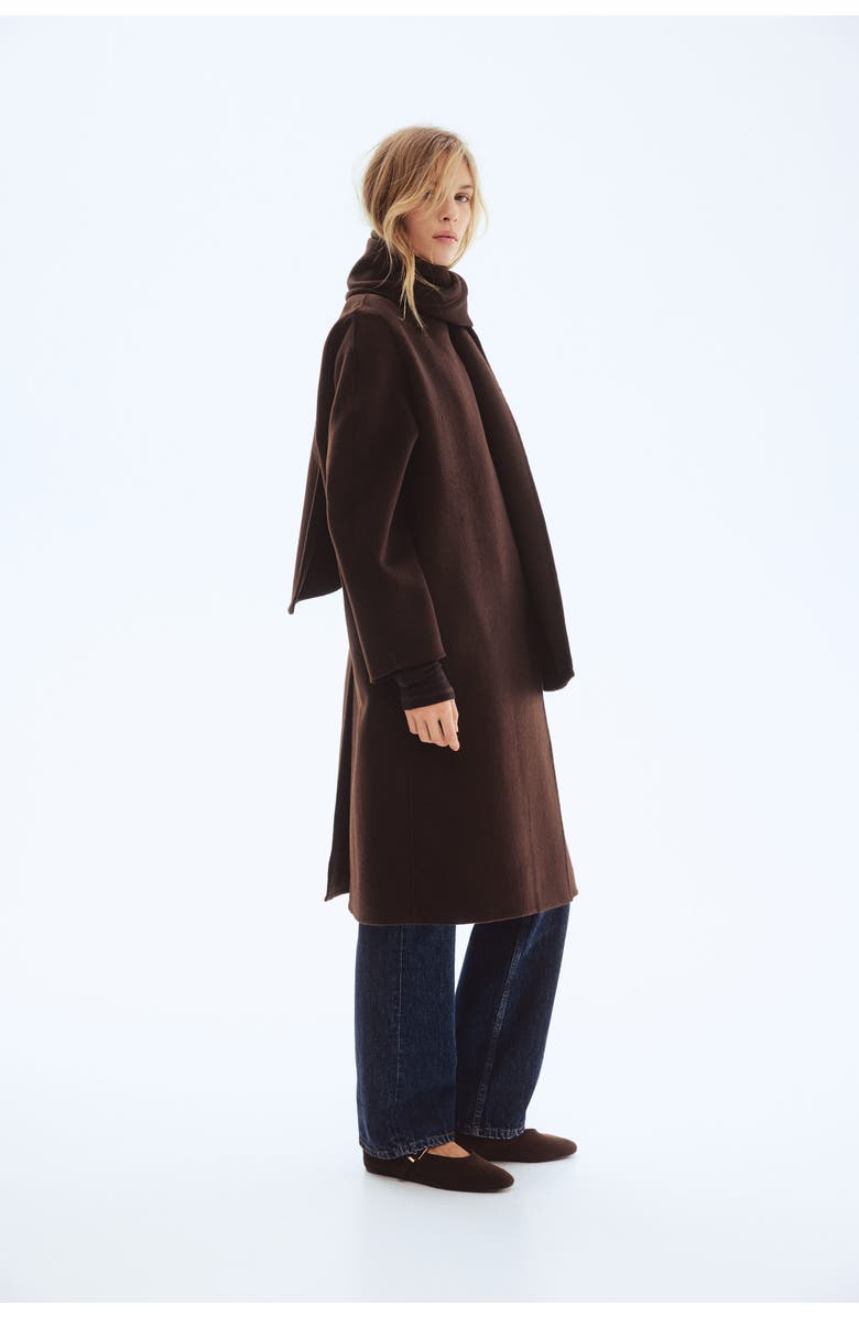 H&M Handmade Wool-blend Coat, Alternate, color, Dark Brown