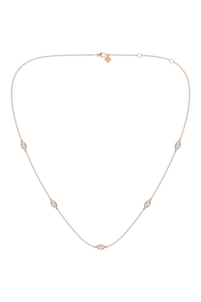 Marquise Cut Lab Grown Diamond Station Necklace, Main, color, 14K ROSE GOLD