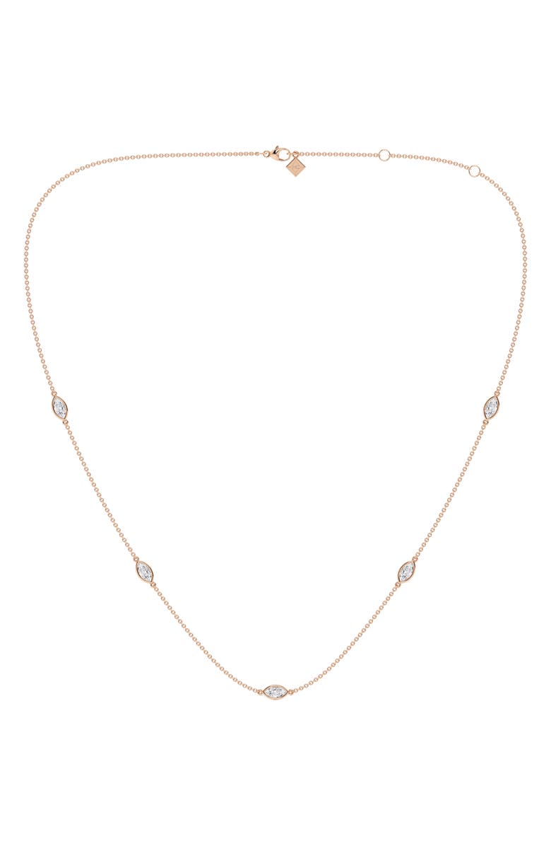 Everyday By HauteCarat Marquise Cut Lab Grown Diamond Station Necklace, Main, color, 14K Rose Gold