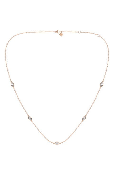 Marquise Cut Lab Grown Diamond Station Necklace