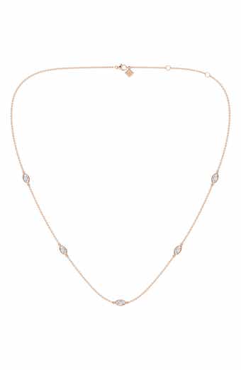 Everyday By HauteCarat Marquise Cut Lab Grown Diamond Station Necklace