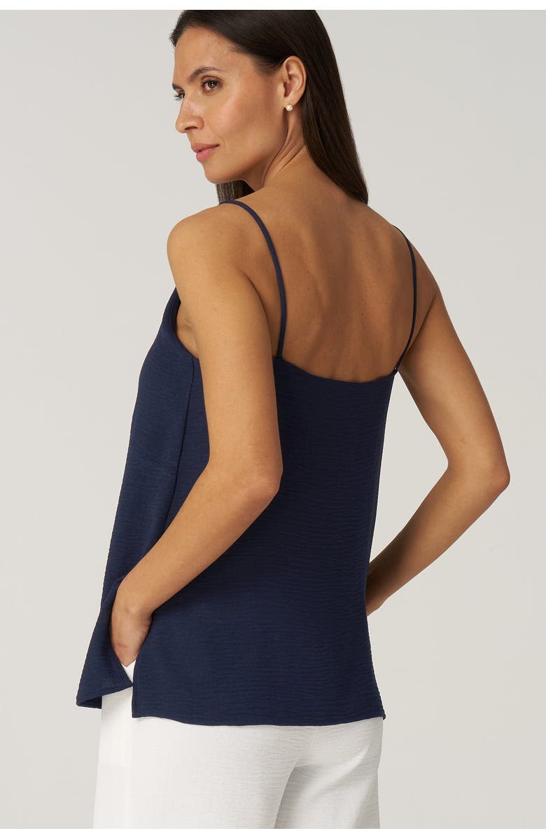 Franne Golde Textured Crepe Flowy Long Cami, Alternate, color, Navy