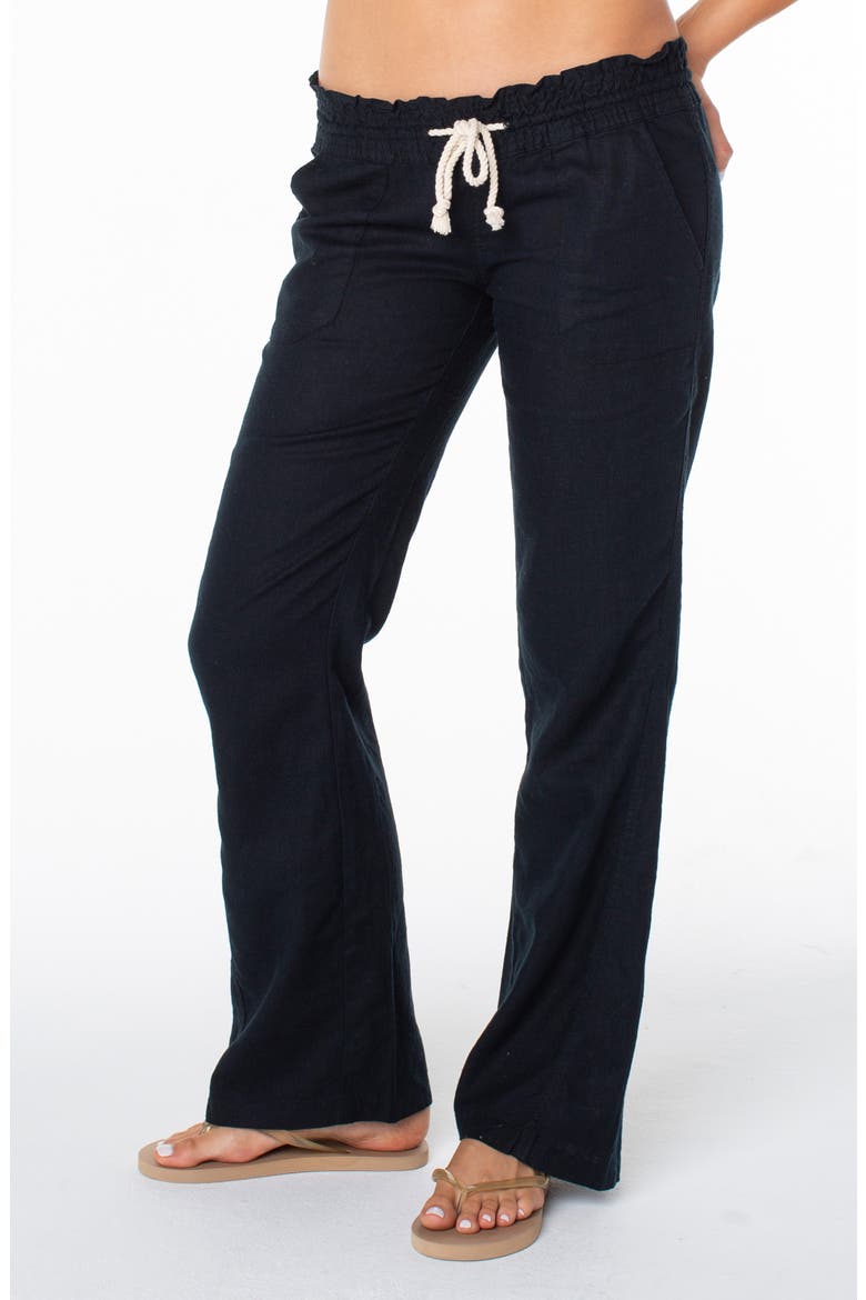 Oceanside Linen Blend Drawstring Pants, Alternate, color, ANTHRACITE