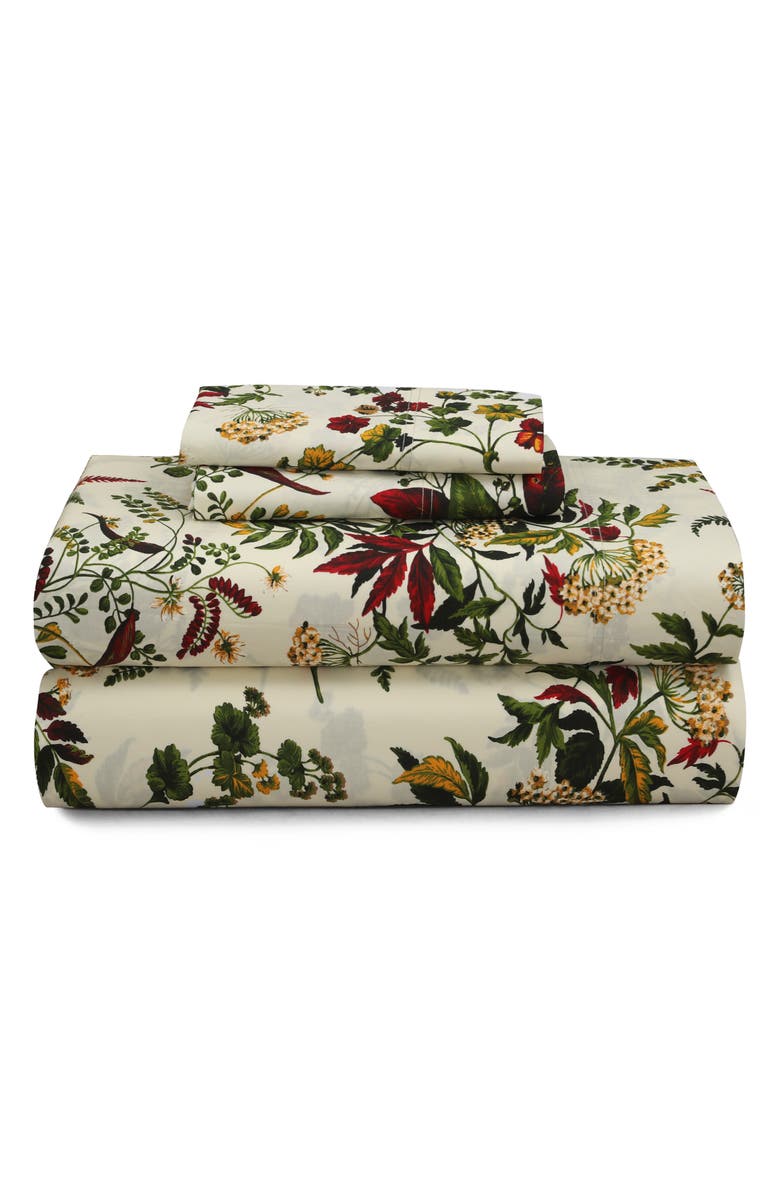 AZORES HOME Maui Floral Print 300 Thread Count Cotton Percale Sheet Set, Main, color, Maui Floral
