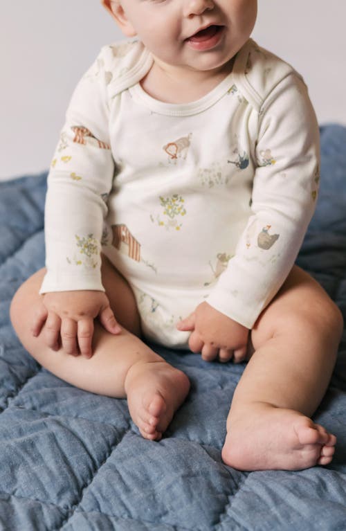 Pehr Print Long Sleeve Organic Cotton Bodysuit In White
