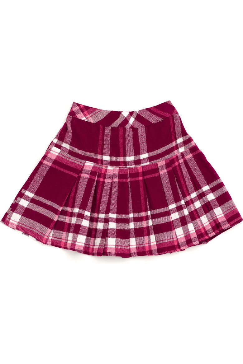 Hedwig Fleece Sweatshirt and Plaid Pleated Skirt Set, Alternate, color, Hedwig Pink Maroon