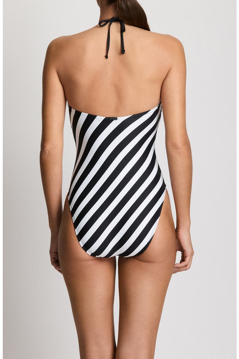 High Neck One-Piece Swimsuit, Alternate, color, BLACK/ WHITE