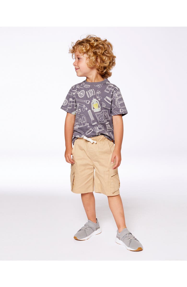 Deux par Deux Little Boy's Parachute Cargo Pocket Shorts Light Beige, Alternate, color, Light Beige