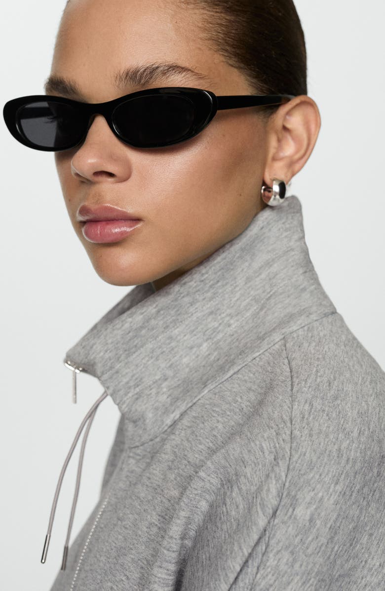 MANGO Cotton Blend Fleece Poncho Jacket, Alternate, color, 