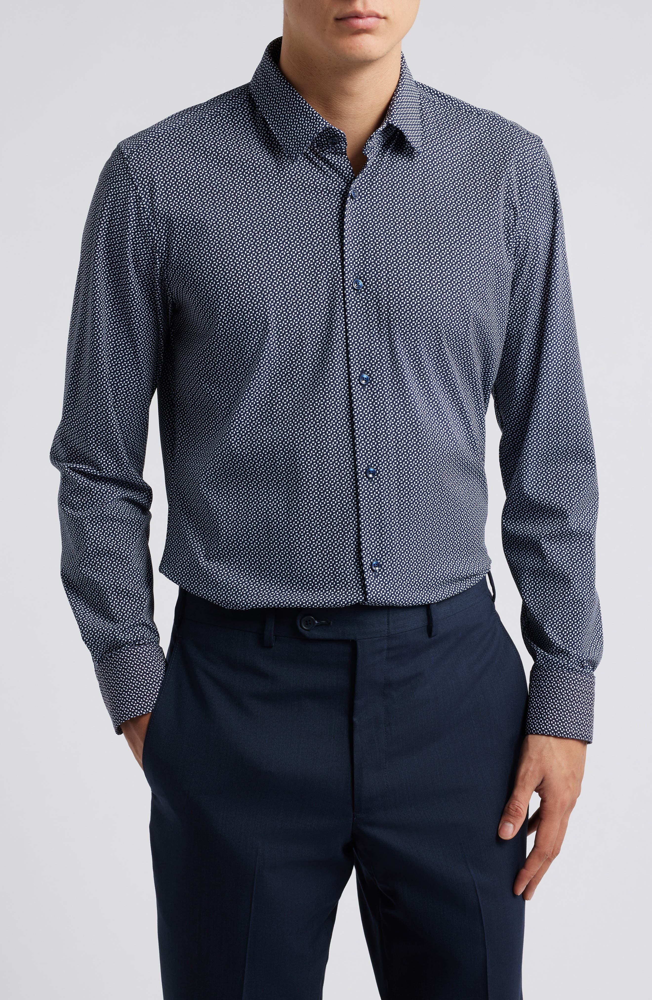 BOSS Hank Kent Slim Fit Performance Stretch Dress Shirt