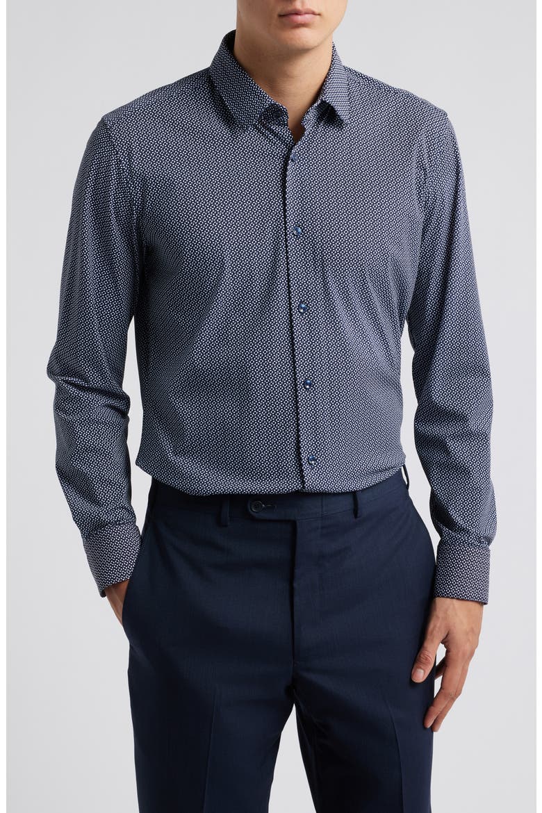Hank Kent Slim Fit Performance Stretch Dress Shirt, Main, color, DK BU
