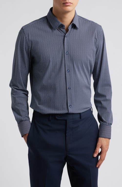 BOSS Hank Kent Slim Fit Performance Stretch Dress Shirt in Dark Blue 