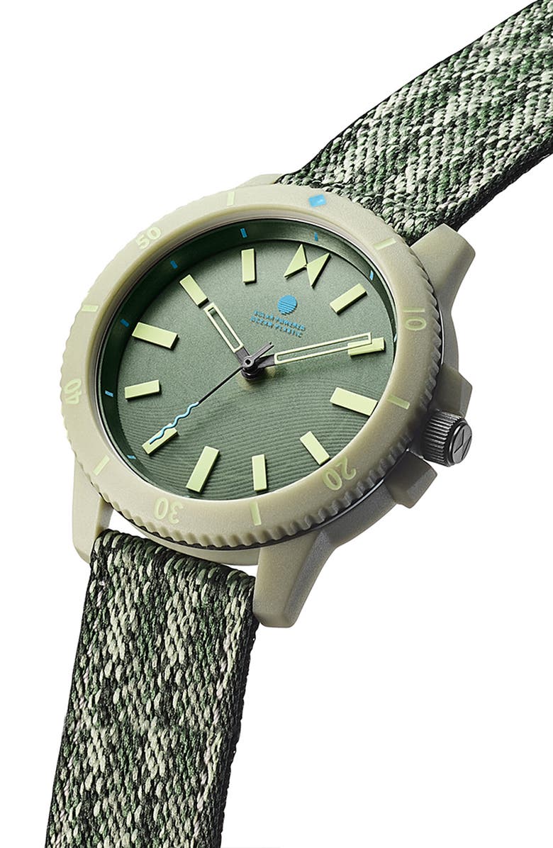 MVMT WATCHES Minimal Sport Ocean Plastic Strap Watch, 38mm, Alternate, color, Atlantic Green