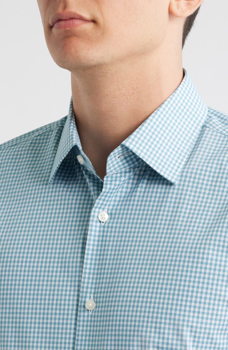 BOSS Hank Kent Slim Fit Check Stretch Cotton Dress Shirt, Alternate, color, Light Blue