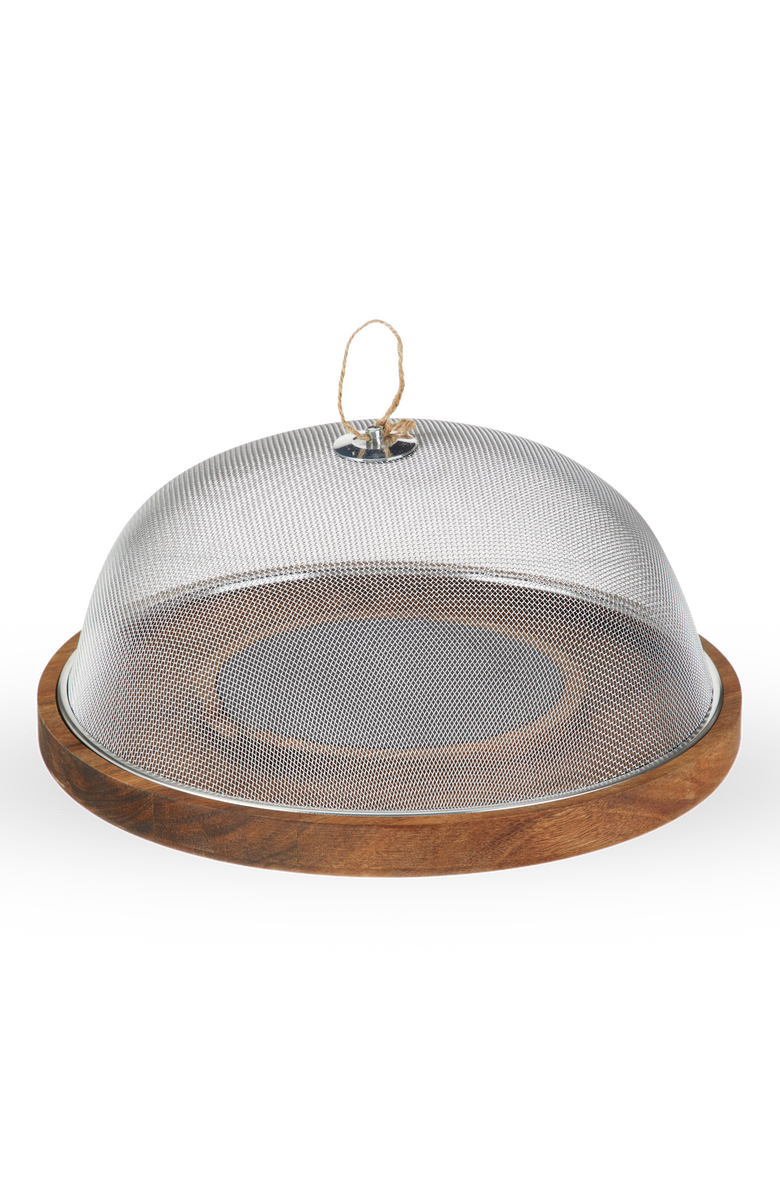 TWINE Modern Manor Cheese Board with Dome, Alternate, color, Brown