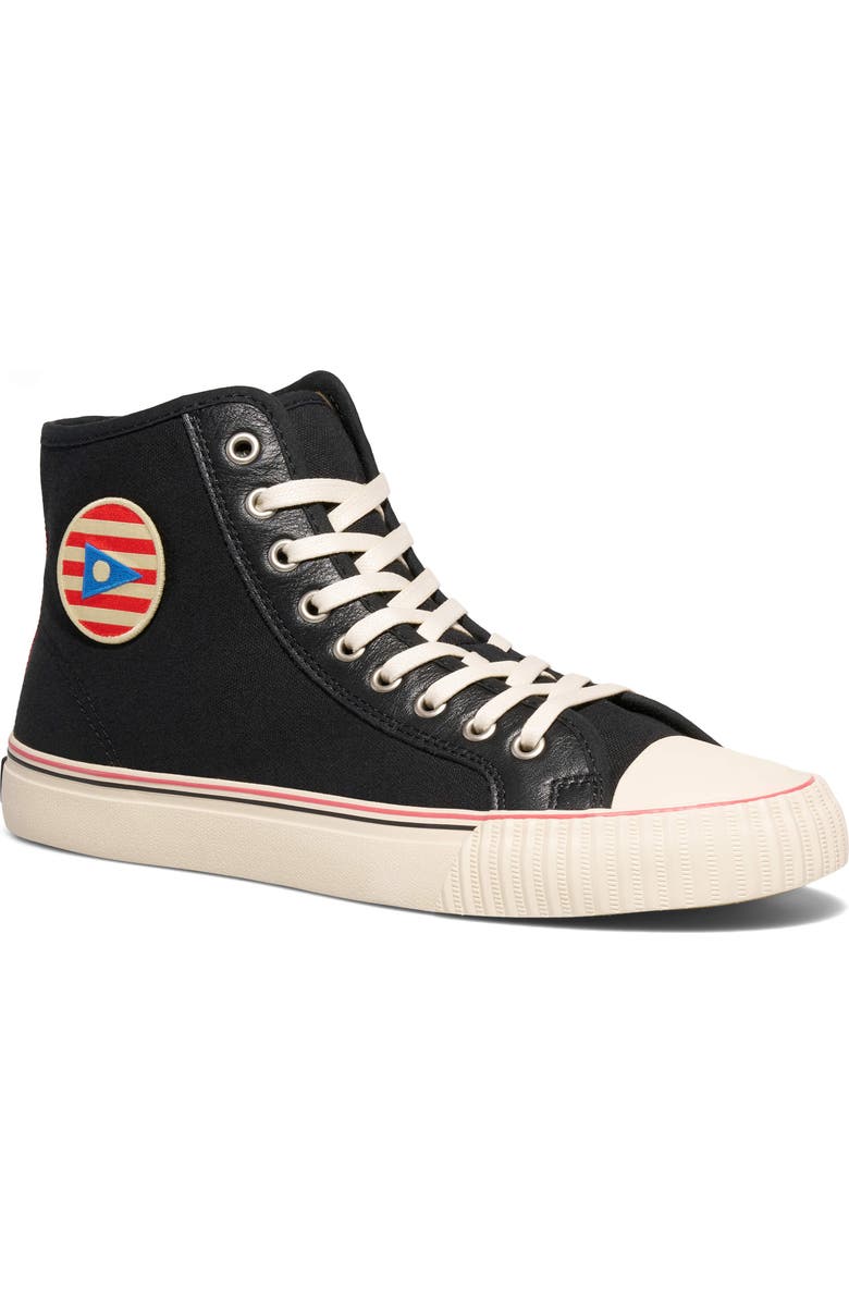P.F. Flyers Center Slightly Choppy High-Top Sneaker, Main, color, Black-Slightly Choppy
