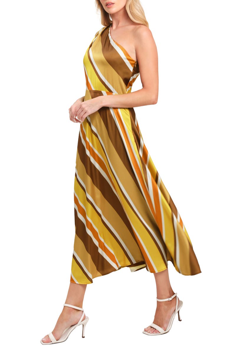 FLYING TOMATO Print Midi Dress, Alternate, color, Brown Gold