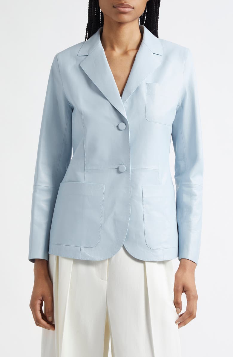 Lafayette 148 New York Lambskin Leather Blazer, Main, color,