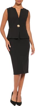 London Times Sleeveless Peplum Sheath Dress