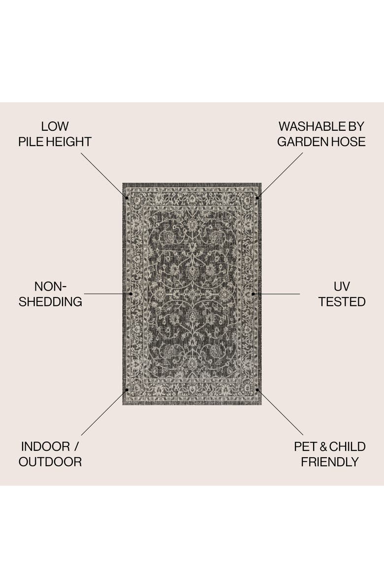 JONATHAN Y Palazzo Vine and Border Textured Weave Indoor/Outdoor Area Rug, Alternate, color, Black/Gray