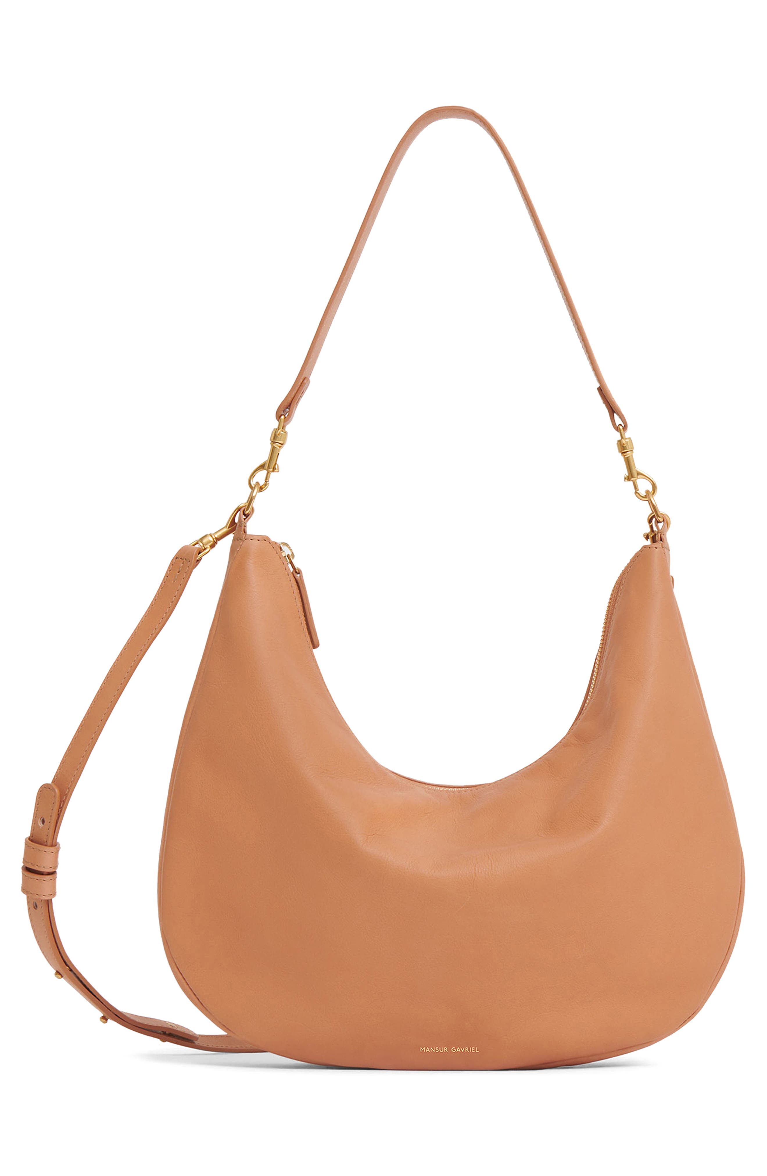 Mansur Gavriel Swing Leather Hobo Bag, Alternate, color, Cammello