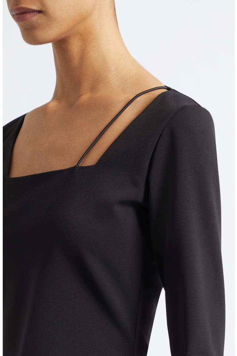 Val Asymmetric Strap Square Neck Top, Alternate, color, BLACK