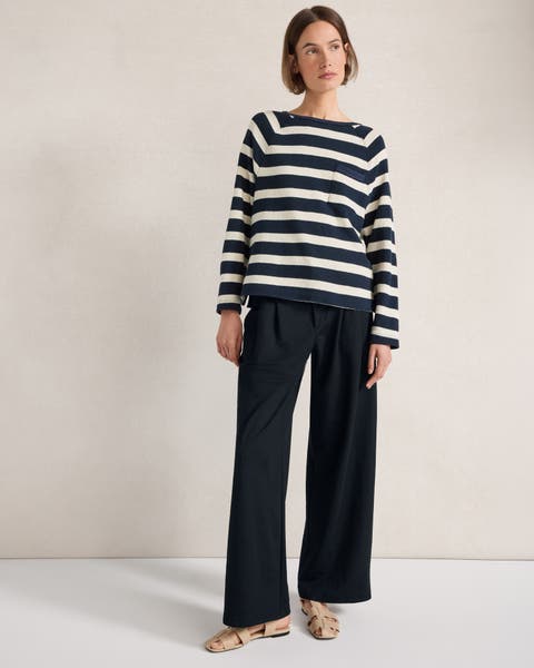 Double Knit Pleated Wide Leg Trousers