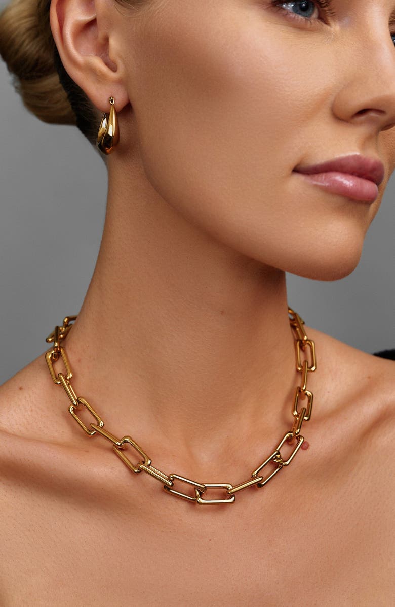 Nialaya Gold Paperclip Chain Necklace, Alternate, color, Gold