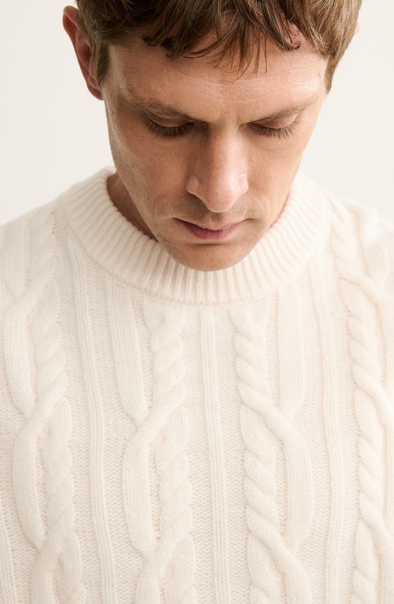 MANGO Wool Cable Sweater, Alternate, color, Ivory White