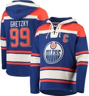 '47 Men's '47 Wayne Gretzky Royal Edmonton Oilers Retired Player Name & Number Lacer Pullover Hoodie
