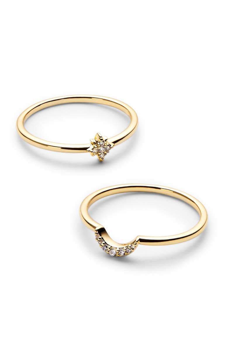 Moon and Star Rings - Sky Set, Alternate, color, Gold