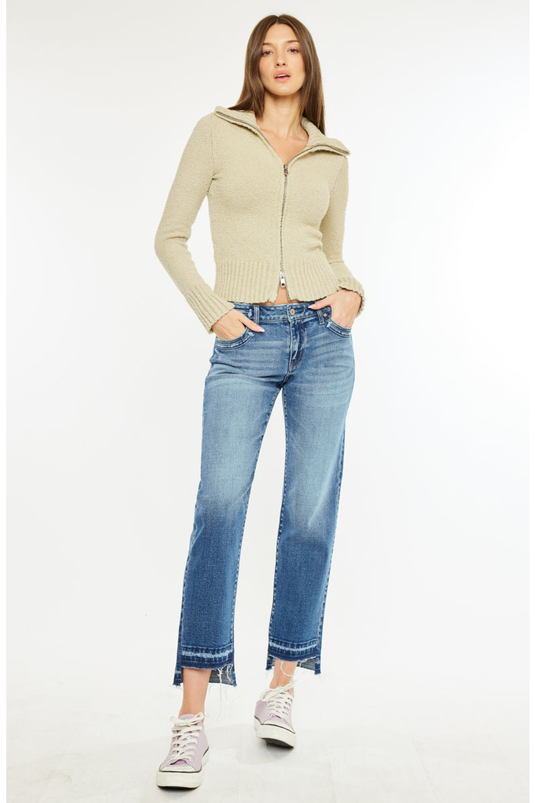 Megan Mid Rise Crop Straight Jeans, Alternate, color, Medium Wash