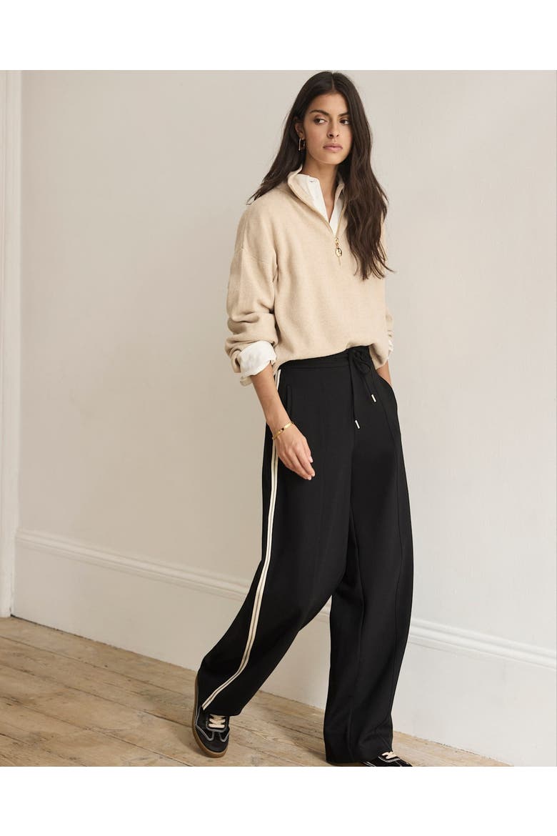 Side Stripe Barrel Trousers, Alternate, color, Black