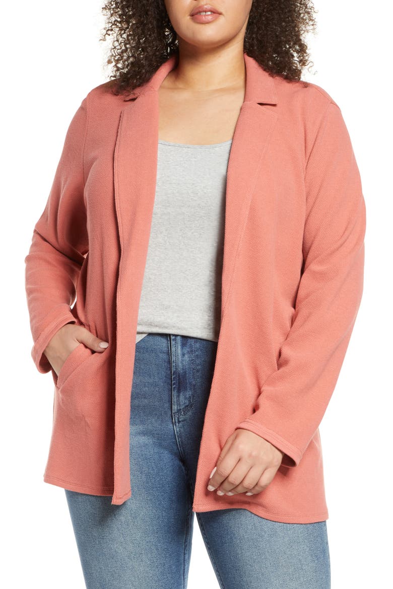 Raw Edge Knit Blazer, Main, color, PINK CEDAR