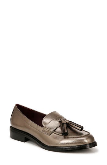 Franco Sarto Carolyn Low Womens Patent Slip On Loafers In Pewter