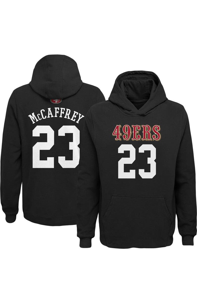 Outerstuff Youth Christian McCaffrey Black San Francisco 49ers Mainliner Player Name & Number Pullover Hoodie, Alternate, color,