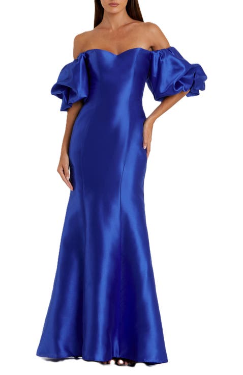 Sweetheart Off The Shoulder Puff Sleeve Gown