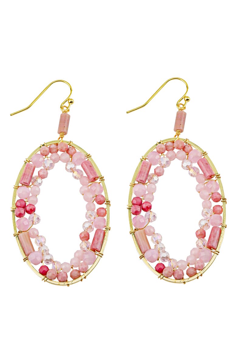 Panacea Pink Stone Wrapped Oval Drop Earrings, Main, color,