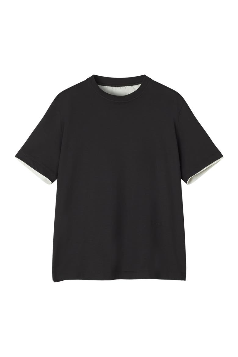 Cotton T-Shirt With Silk Detail, Alternate, color, Black