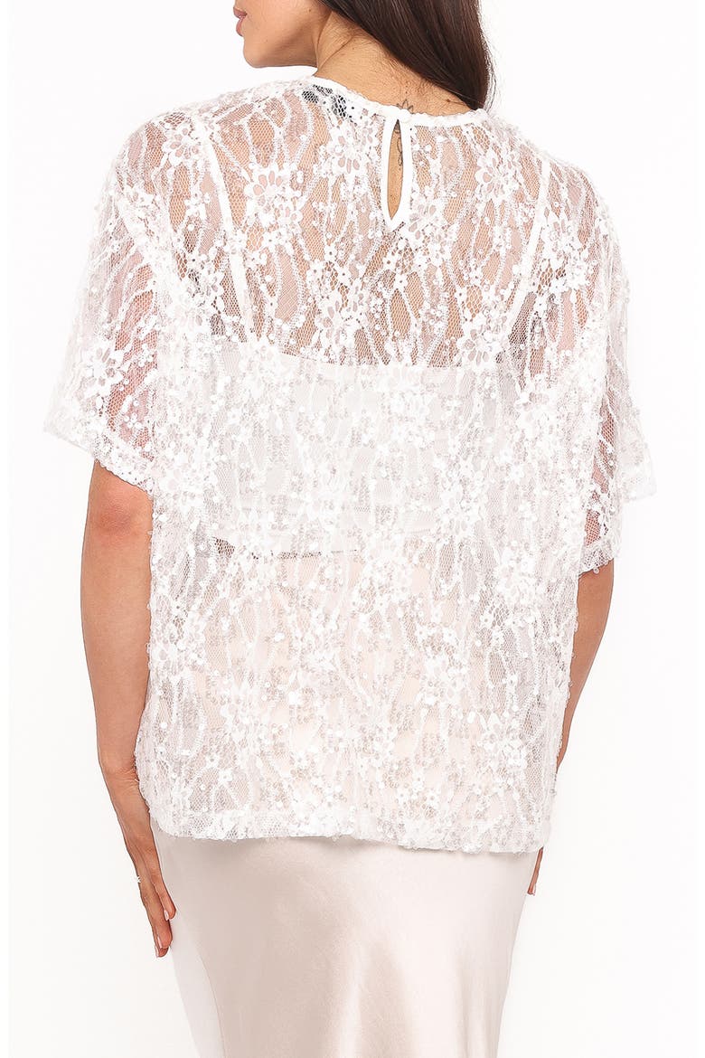 Yonder Oversize Check Sequin Floral Lace Top, Alternate, color, WHITE