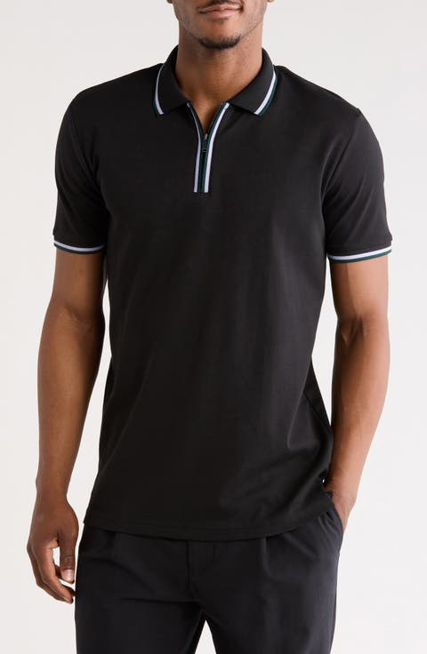 Tipped Cotton Quarter Zip Polo