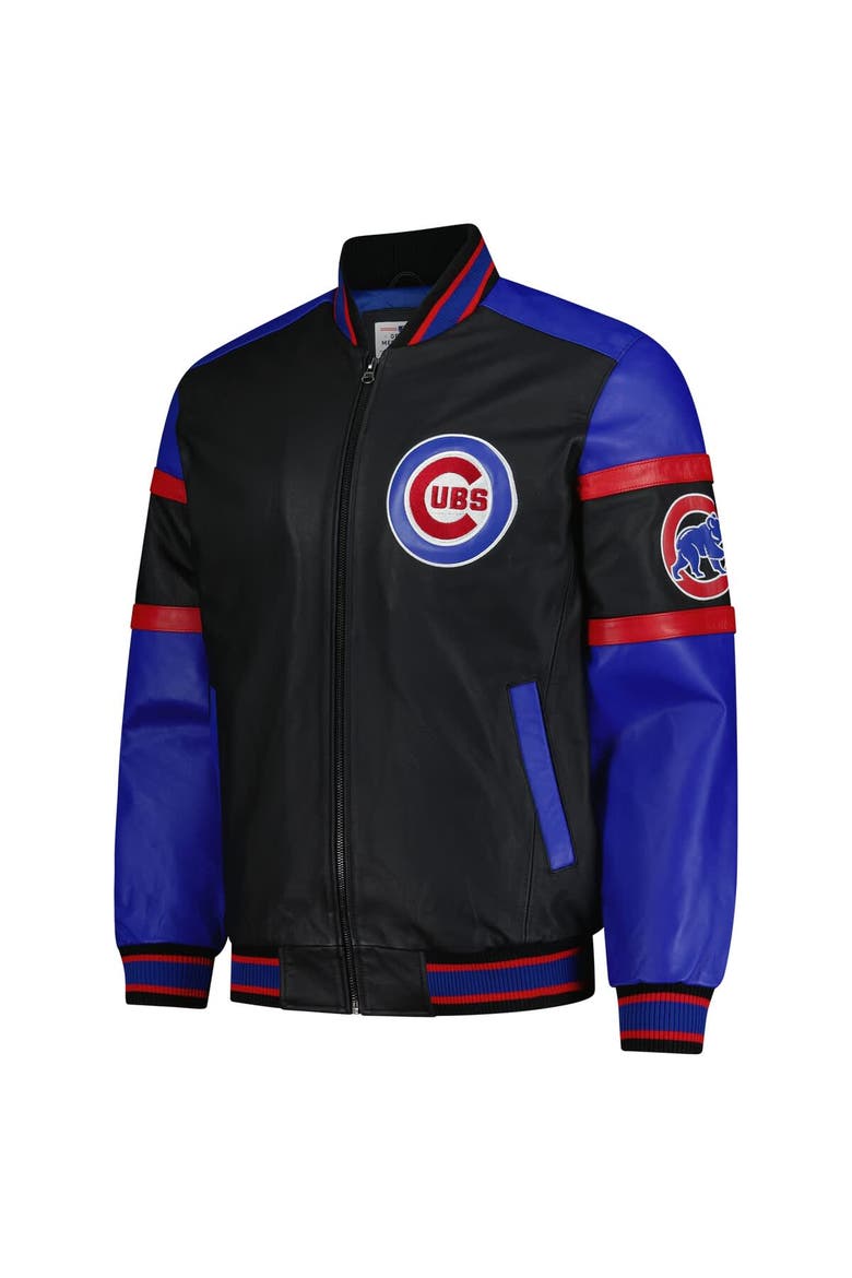 Men's G-III Sports by Carl Banks Black Chicago Cubs Full-Zip Leather Varsity Jacket, Alternate, color, Black