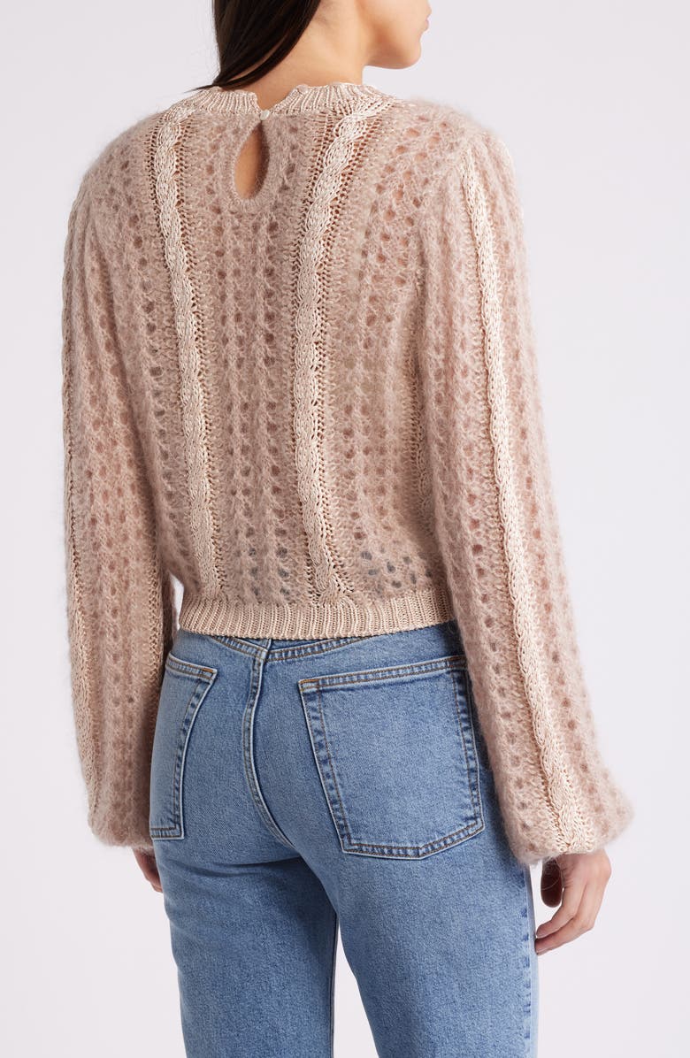 FRAME Cable Mix Crewneck Sweater, Alternate, color, Blush Multi