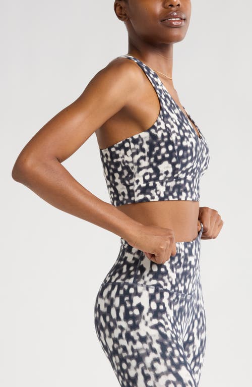 Zella Studio Luxe V-neck Sports Bra In Navy Tortoise Shell