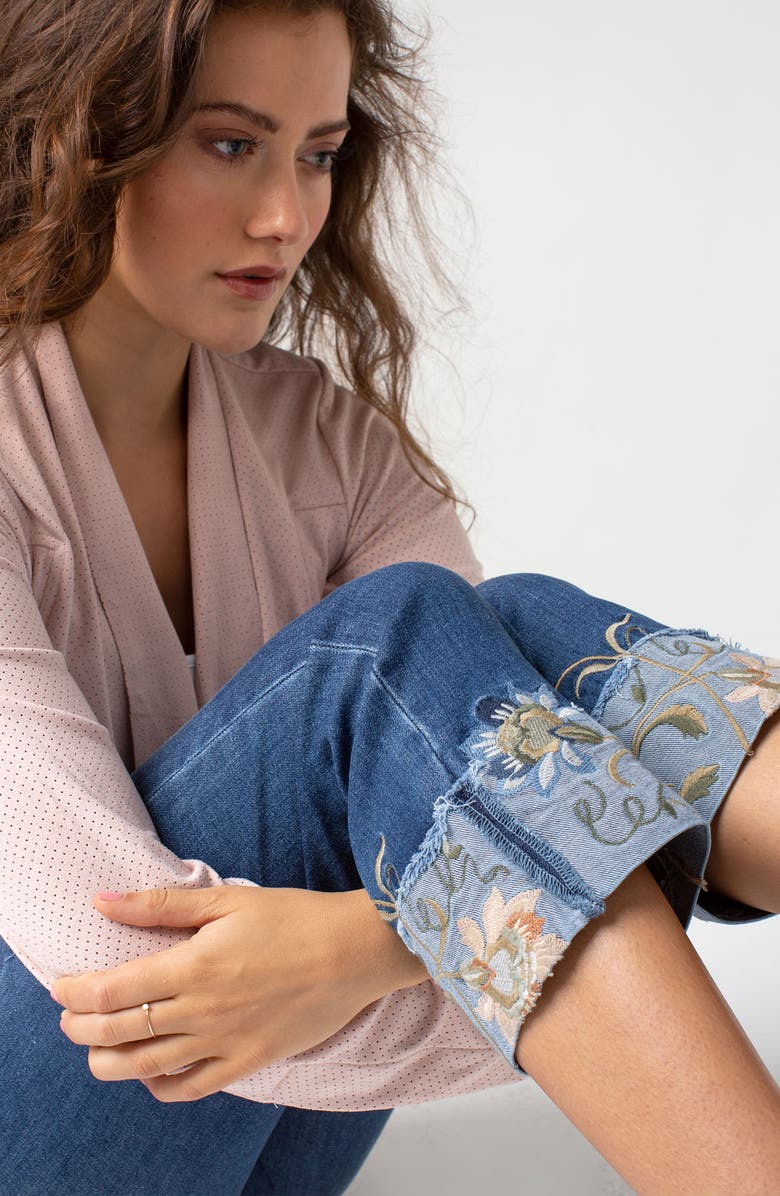 Liverpool Sadie Embroidered Crop Straight Leg Jeans, Alternate, color, 