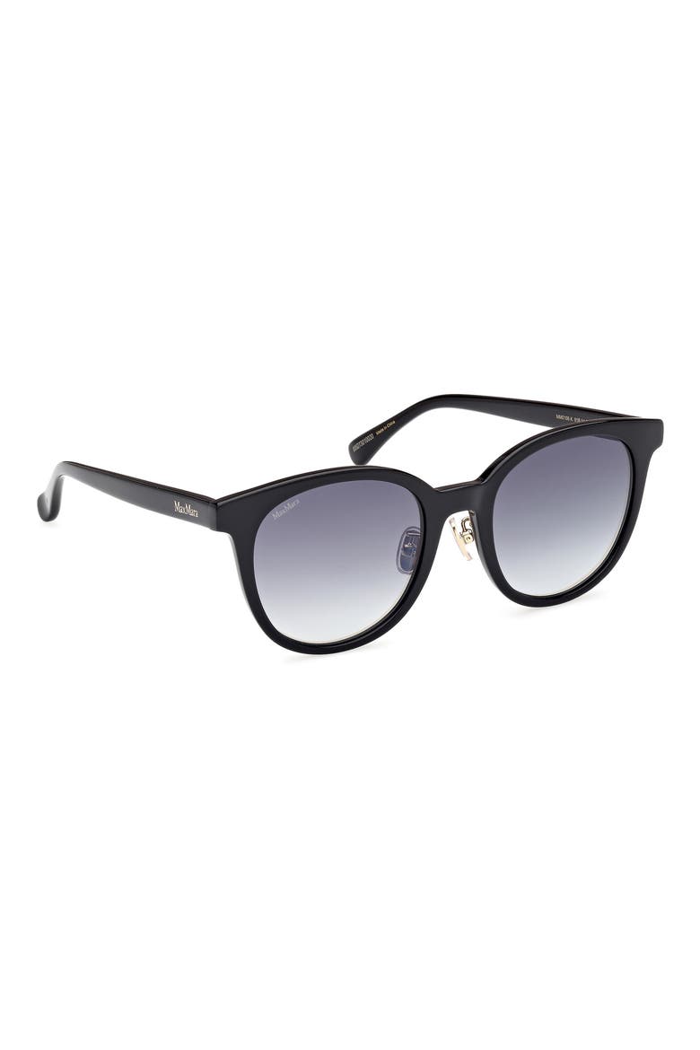 54mm Round Sunglasses, Alternate, color, SHINY BLACK / GRADIENT SMOKE