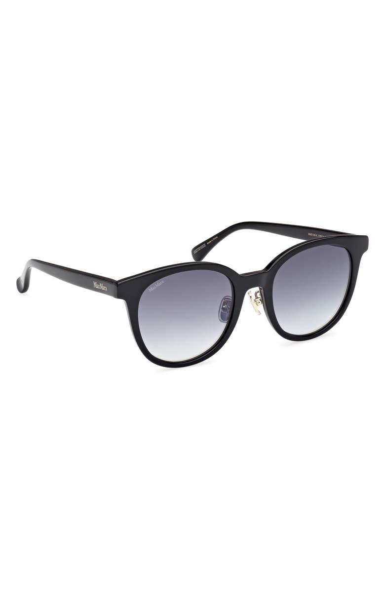 Max Mara 54mm Round Sunglasses, Alternate, color, Shiny Black / Gradient Smoke