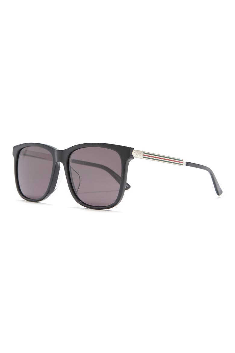 56mm Square Sunglasses, Alternate, color, BLACK