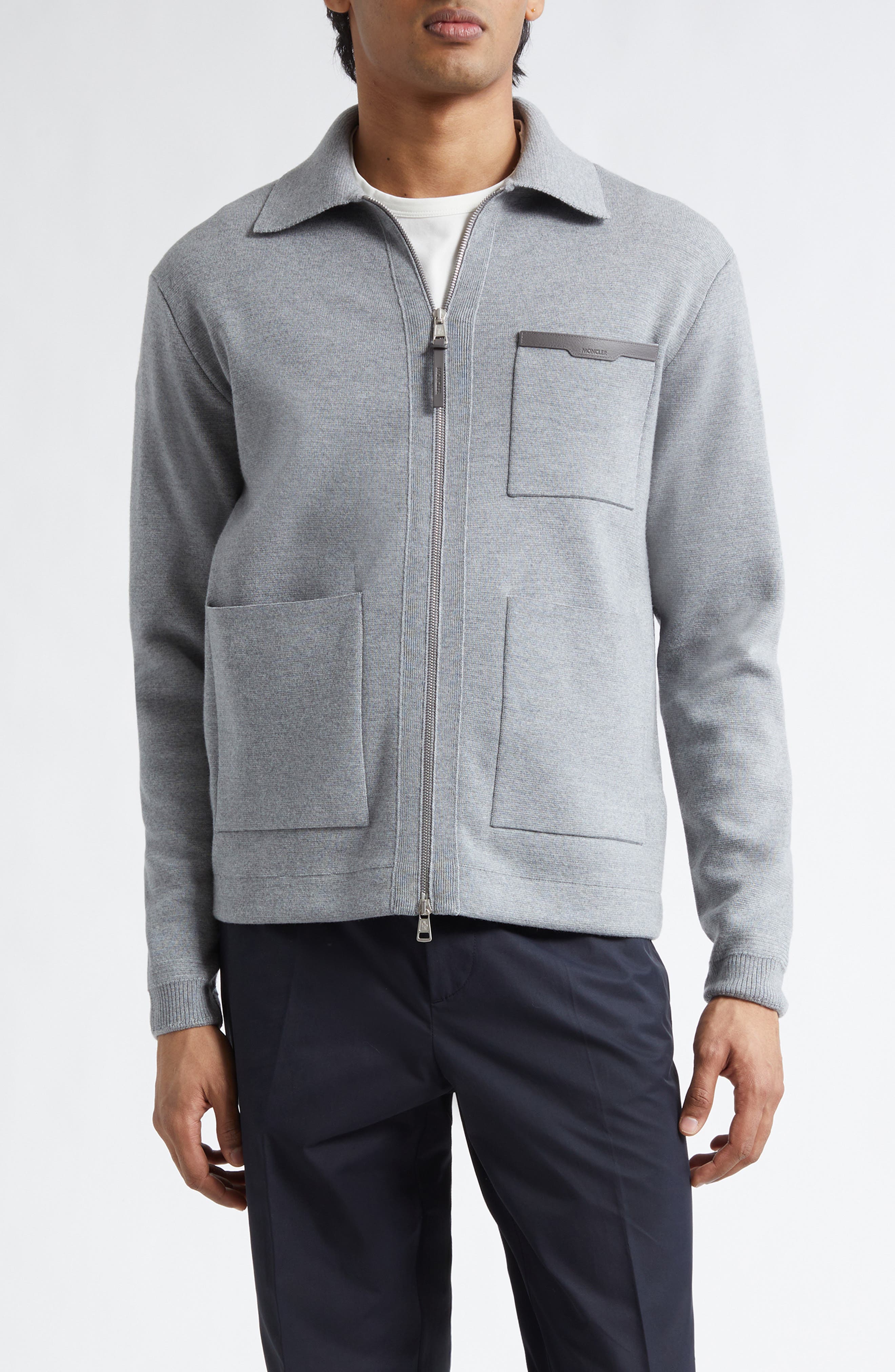 Wool Milano Stitch Zip Cardigan