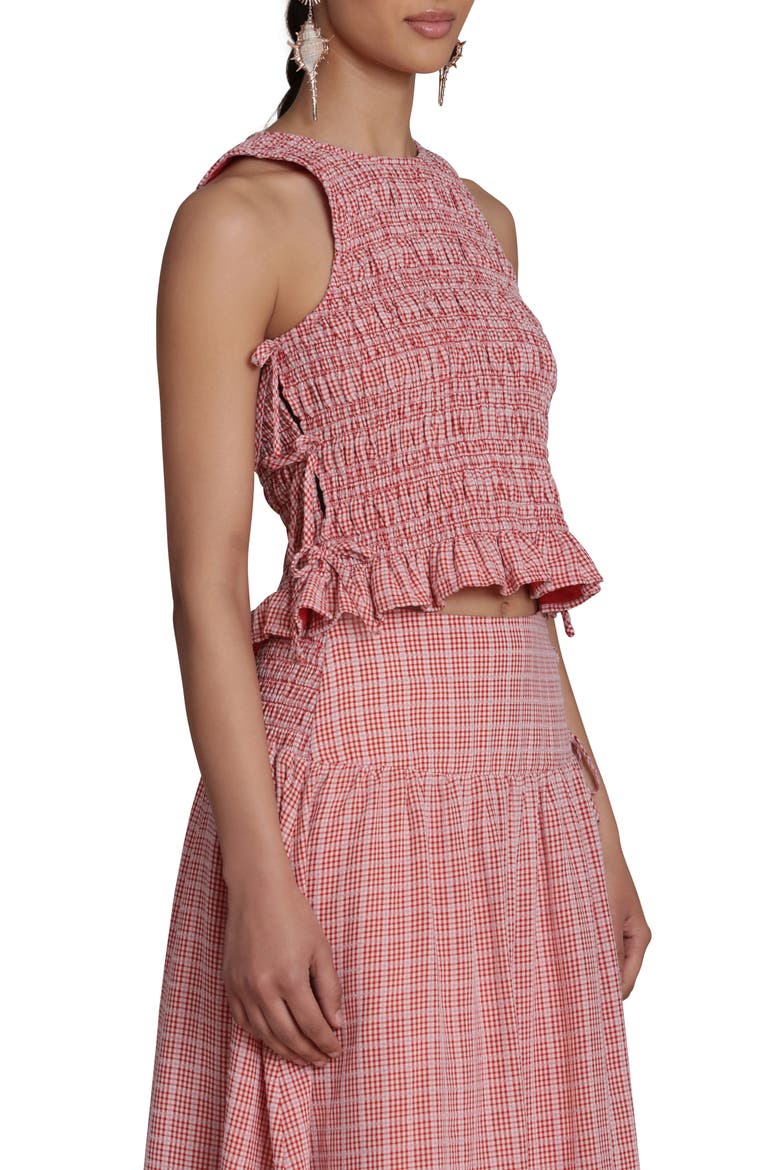 Smocked Sleeveless Top, Alternate, color, CREAM-RED MULTI
